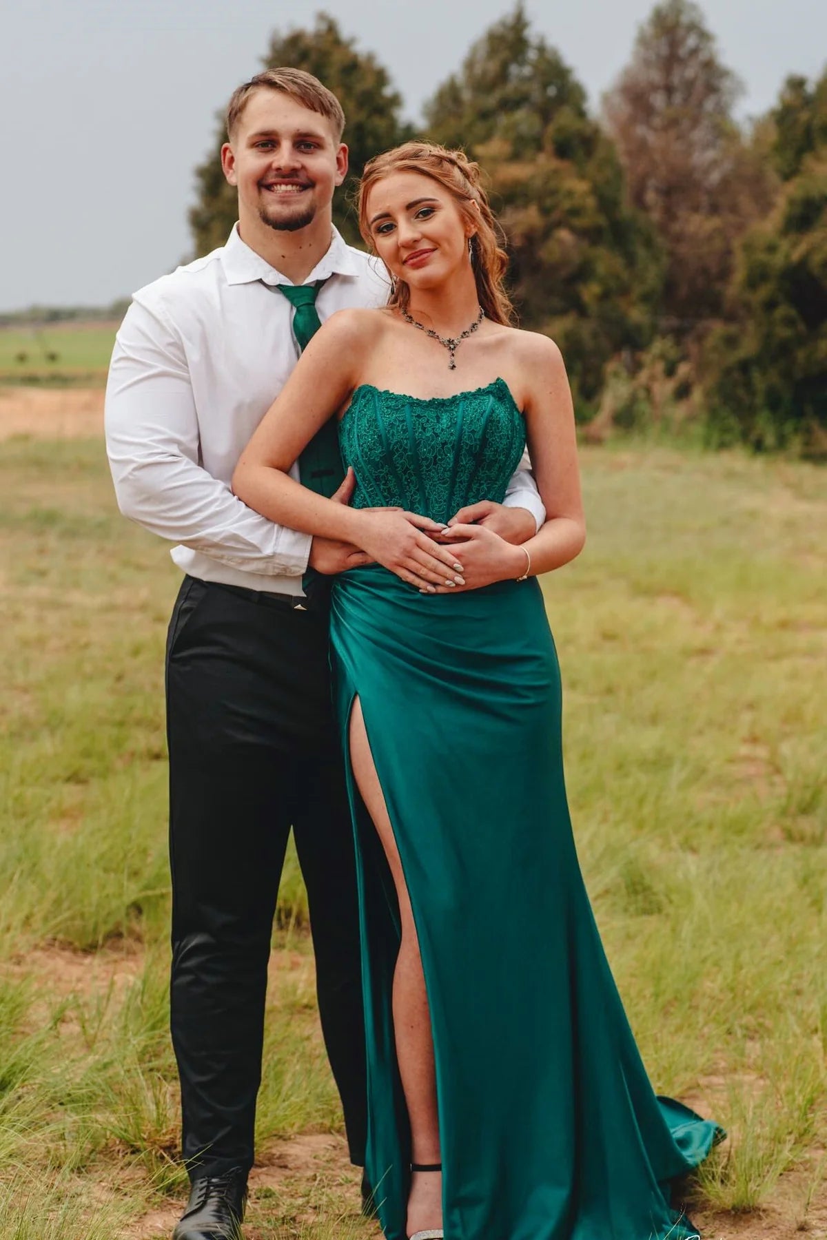 Bateau Strapless Mermaid Satin And Lace Party Prom Dress