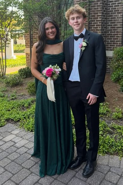 Dark Green Strapless Chiffon A-Line Pleated Party Prom Dress