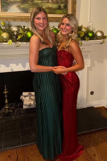 Dark Green Sweetheart Strapless Pleated Empire Party Prom Dress