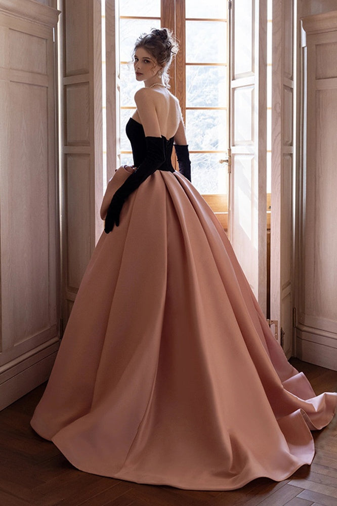 Elegant A-Line Empire Velvet And Satin Prom Party Dress With Bow