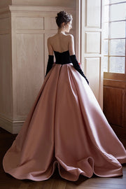 Elegant A-Line Empire Velvet And Satin Prom Party Dress With Bow