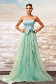 Elegant A-Line Strapless Two Tone Party Prom Dress