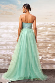 Elegant A-Line Strapless Two Tone Party Prom Dress