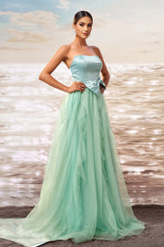 Elegant A-Line Strapless Two Tone Party Prom Dress
