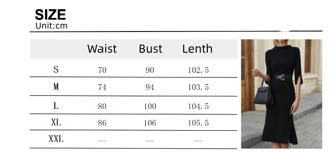 Elegant Black Satin Midi Sleeves Empire Party Cocktail Dress