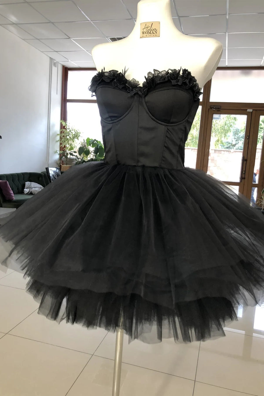 elegant black homecoming dresses Black Lace Short Prom Dress Hight Low Evening Dress Homecoming Dresses US2 / Custom Color