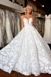 Elegant Lace A-Line Empire Sweetheart Detachable Sleeves Wedding Dress