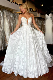 Elegant Lace A-Line Empire Sweetheart Detachable Sleeves Wedding Dress