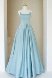Elegant Satin A-Line Bateau Sleeveless Long Party Prom Dress