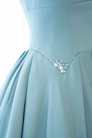 Elegant Satin A-Line Bateau Sleeveless Long Party Prom Dress