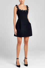 Elegant Satin A-Line Square Florals Homecoming Dress With Pockets