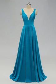 Elegant Satin A-Line V-Neck Sleeveless Bridesmaid Dress