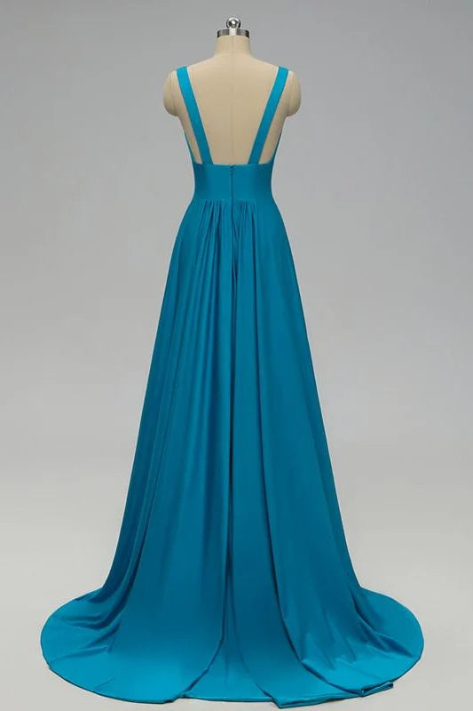 Elegant Satin A-Line V-Neck Sleeveless Bridesmaid Dress