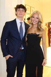 Elegant Satin Fitted Strapless Empire Party Prom Dress