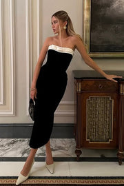 Elegant Satin Fitted Strapless Empire Prom Evening Dress 