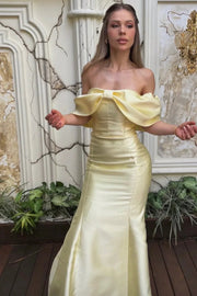 Elegant Satin Mermaid Off-Shoulder Empire Party Prom Dress 