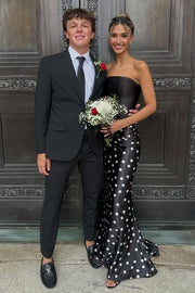 Elegant Strapless Empire Polka Dots Mermaid Party Prom Dress