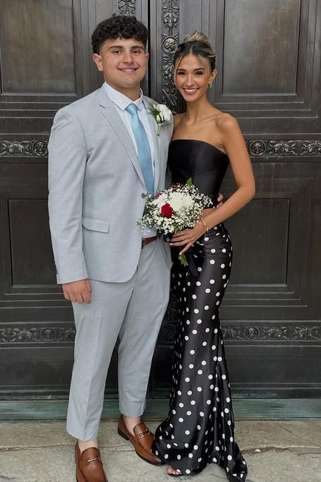 Elegant Strapless Empire Polka Dots Mermaid Party Prom Dress