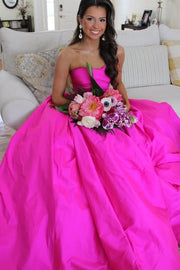 Elegant Strapless Fitted Satin Party Prom Dress With Train