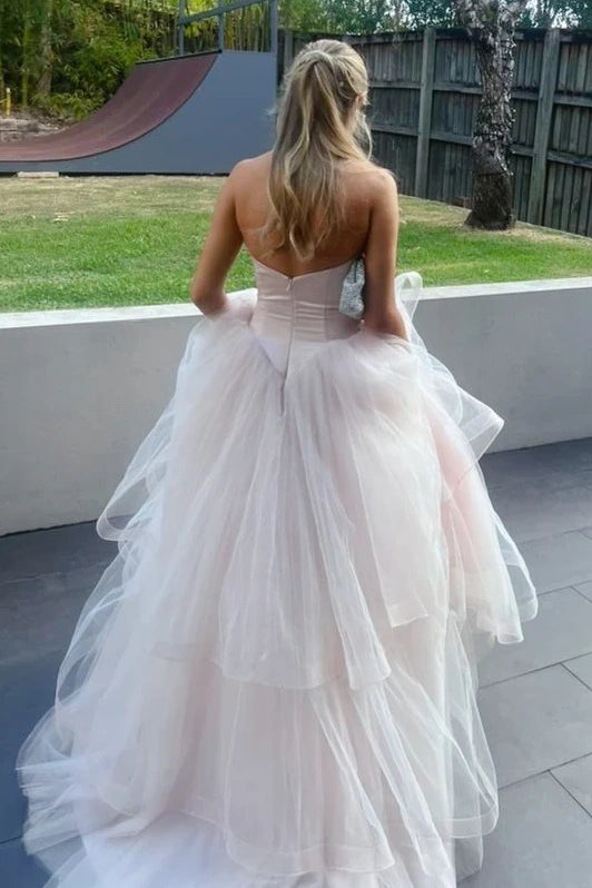 Elegant Sweetheart Sleeveless Tiered Tulle Party Prom Dress 