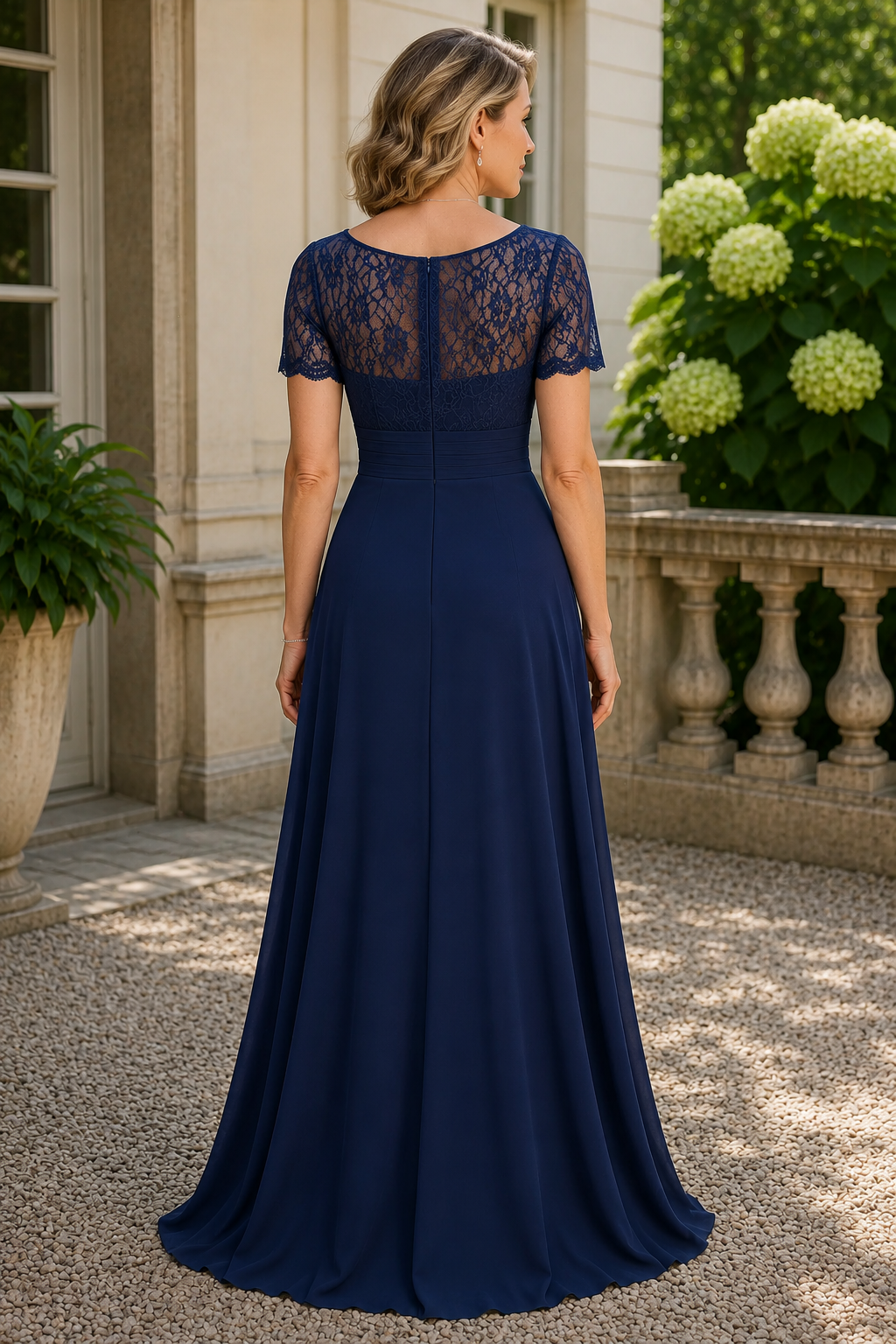 Elegant V-Neck Short Sleeves A-Line High-Low Mother Of The Bride Dress