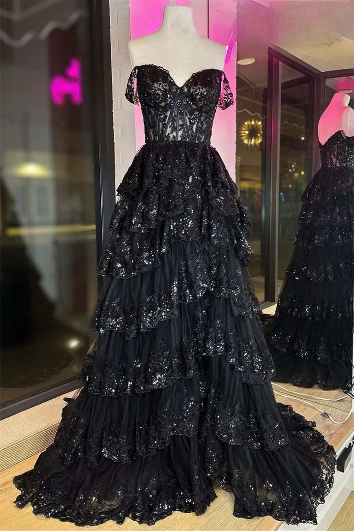 Off-the-Shoulder Prom Dress in Dusty Pink A-Line Style with Slit and Pearls main image 1