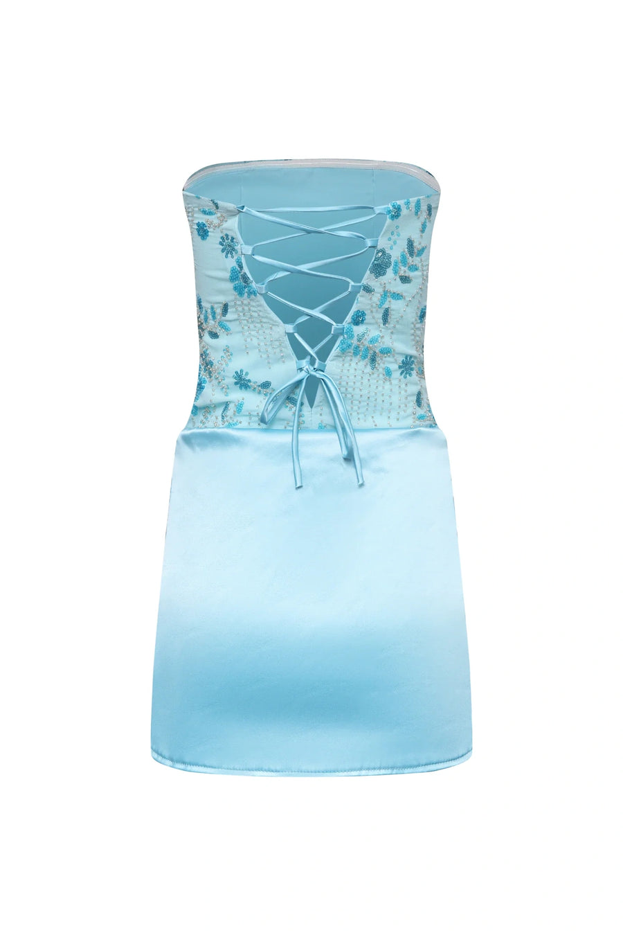 Fashion Fitted Strapless Two Tone Lace-Up Mini Party Homecoming Dress