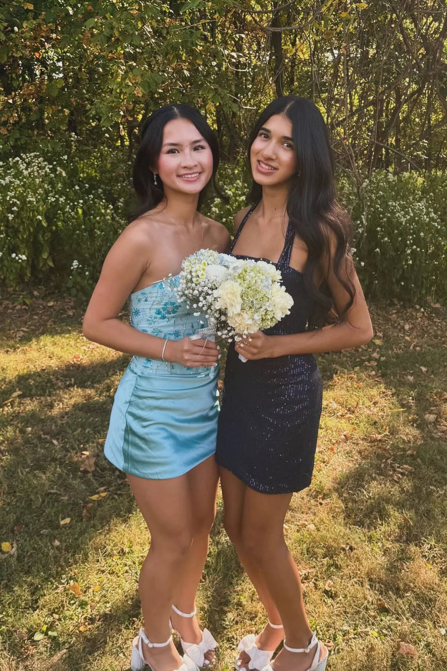 Fashion Fitted Strapless Two Tone Lace-Up Mini Party Homecoming Dress