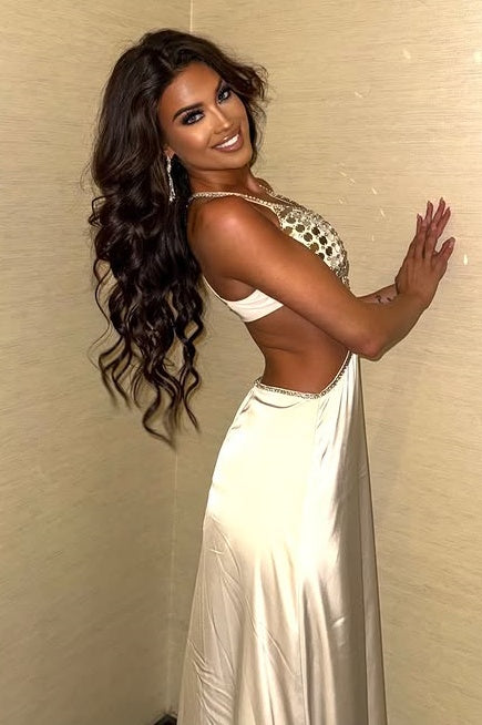 Fashion Low V-Neck Illusion Empire Backless Satin Sheath Party Prom Dress