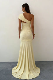 Fashion One Shoulder Sleeveless Mermaid Satin Party Prom Dress
