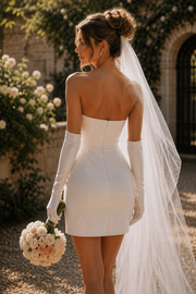 Fashion Satin Bow Strapless Empire Short Summer Wedding Dress