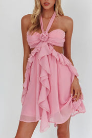 Fashion Slik Chiffon A-Line Halter Mini Homecoming Party Dress
