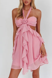 Fashion Slik Chiffon A-Line Halter Mini Homecoming Party Dress
