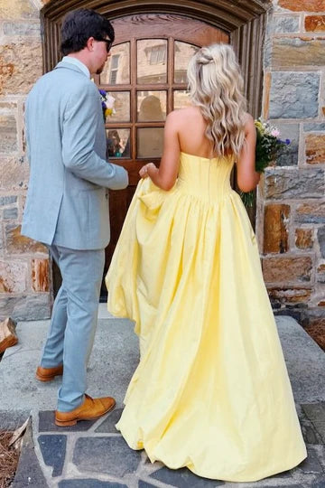 Fashion Strapless High Waist A-Line Satin Party Prom Dress