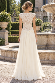 Fashion V-Neck Straps Lace And Chiffon Drop Waist Long Party Evening Dress