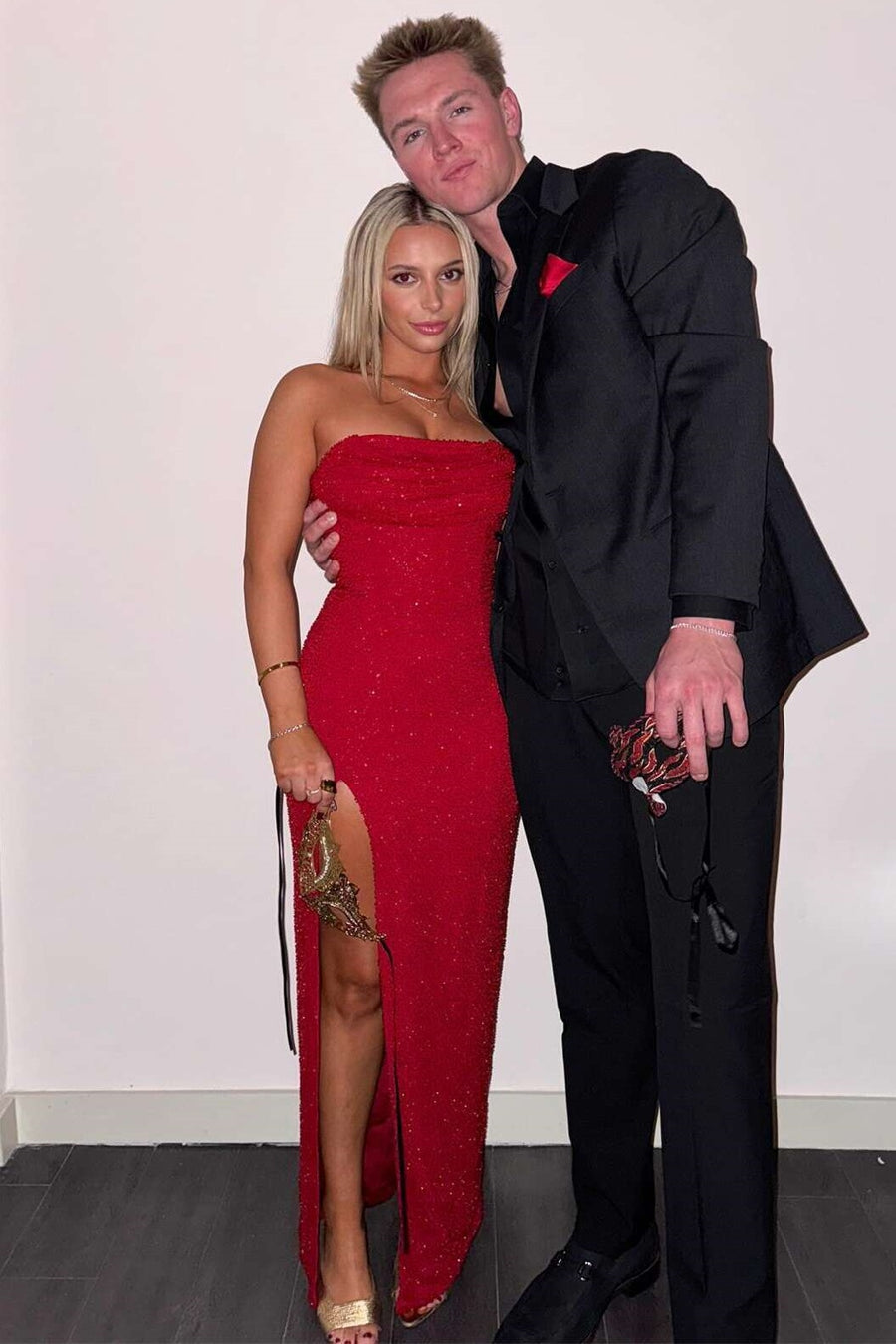 Fitted Strapless Empire Party Prom Dress With Leg Slit