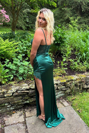 Fitted Sweetheart Sleeveless Lace And Satin Party Prom Dress