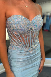 Fitted Sweetheart Strapless Lace Appliques Sheer Empire Homecoming Dress