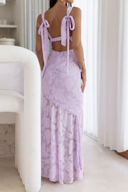 Floor-Length Sleeveless Empire Floral Satin Party Prom Dress