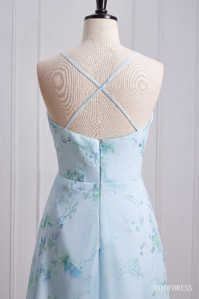 Floral Print A-Line Criss Cross Back Bridesmaid Dress | Joyofdress Floral Print A-Line Criss Cross Back Bridesmaid Dress | Joyofdress
