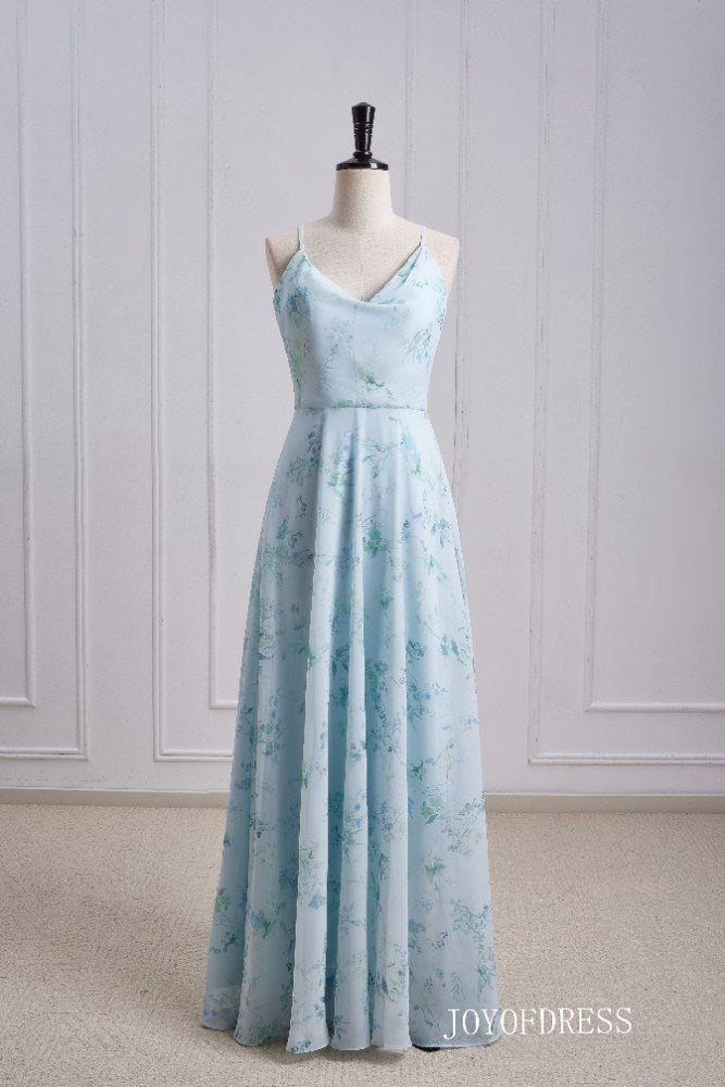 Floral Print A-Line Criss Cross Back Bridesmaid Dress