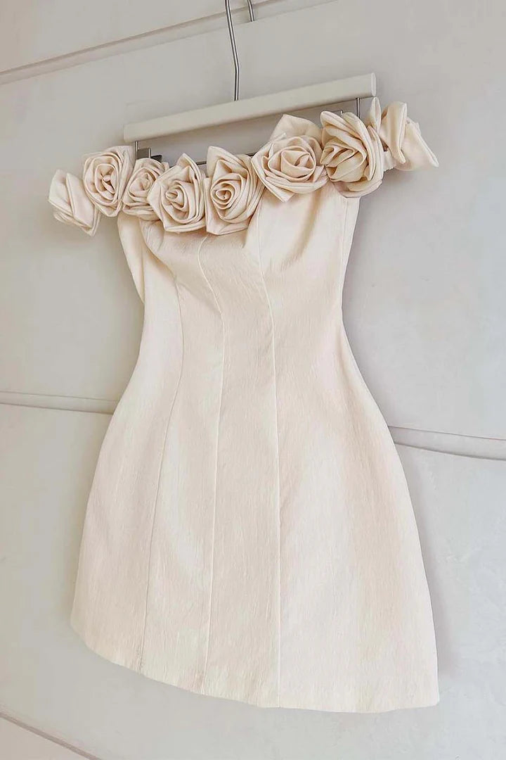off the shoulder satin homecoming dress Florals Off-Shoulder Satin A-Line Empire Homecoming Dress