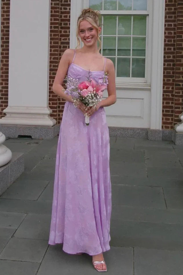 Chic Sheer A-Line Spaghetti Straps Party Prom Dress