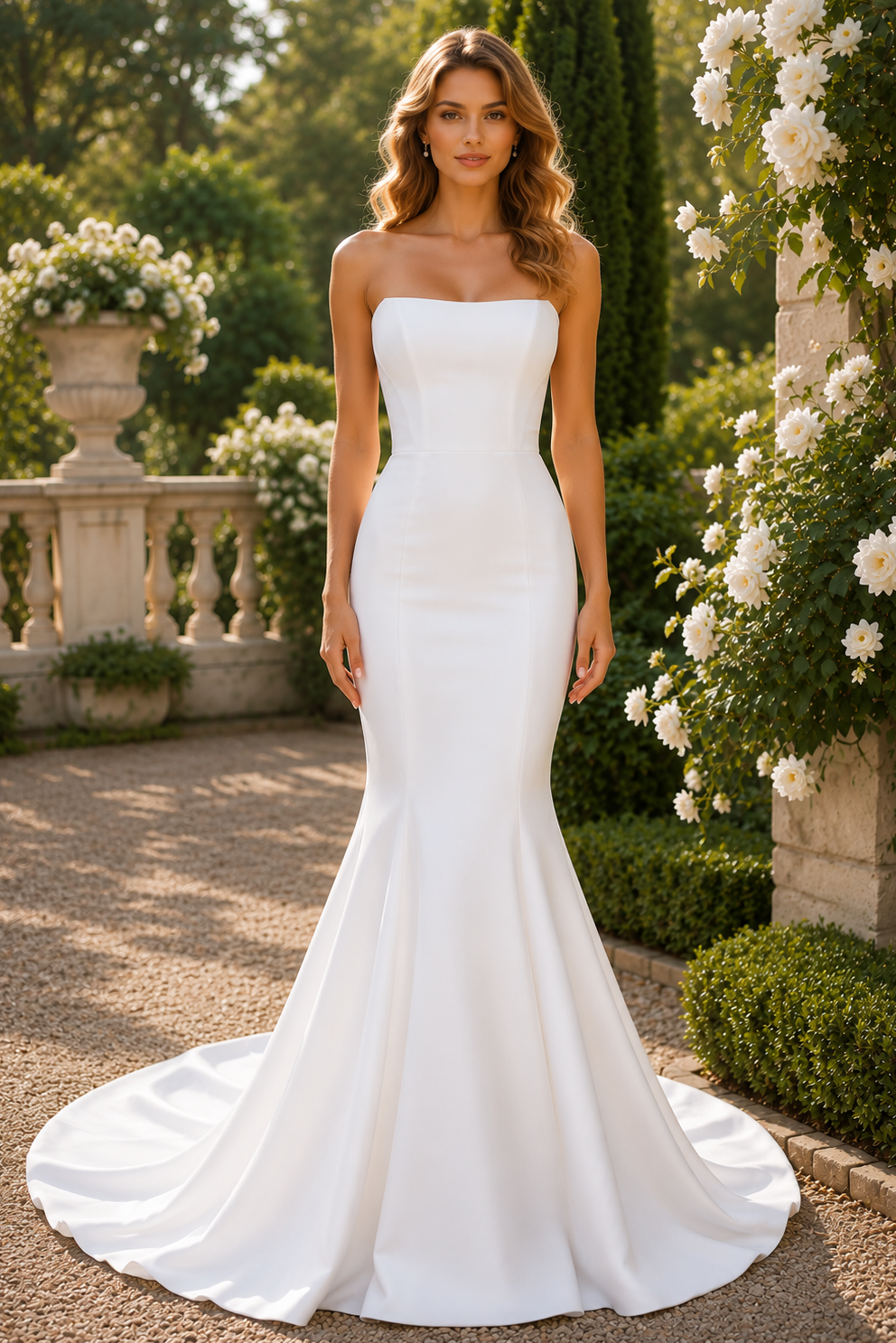 Glamorous Satin Mermaid Detachable Off-Shoulder Wedding Dress