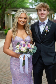 Glitter Spaghetti Straps Empire Mermaid Sweetheart Prom Dress