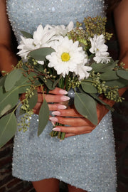 Glitter Strapless A-Line Beaded Mini Party Homecoming Dress