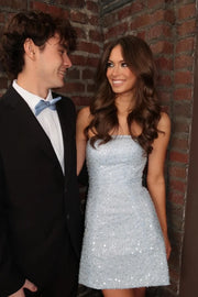 Glitter Strapless A-Line Beaded Mini Party Homecoming Dress