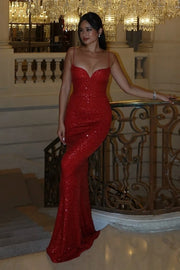 Glitter Sweetheart Sleeveless Mermaid Empire Sequins Party Prom Dress