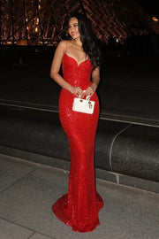 Glitter Sweetheart Sleeveless Mermaid Empire Sequins Party Prom Dress