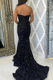 Glitter Sweetheart Strapless Fully Sequins Prom Dress